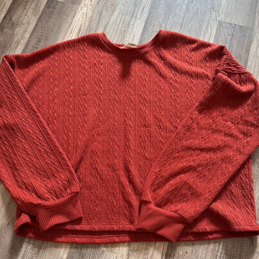 URBAN Romantics Red Crew Neck Cable-Knit Sweater